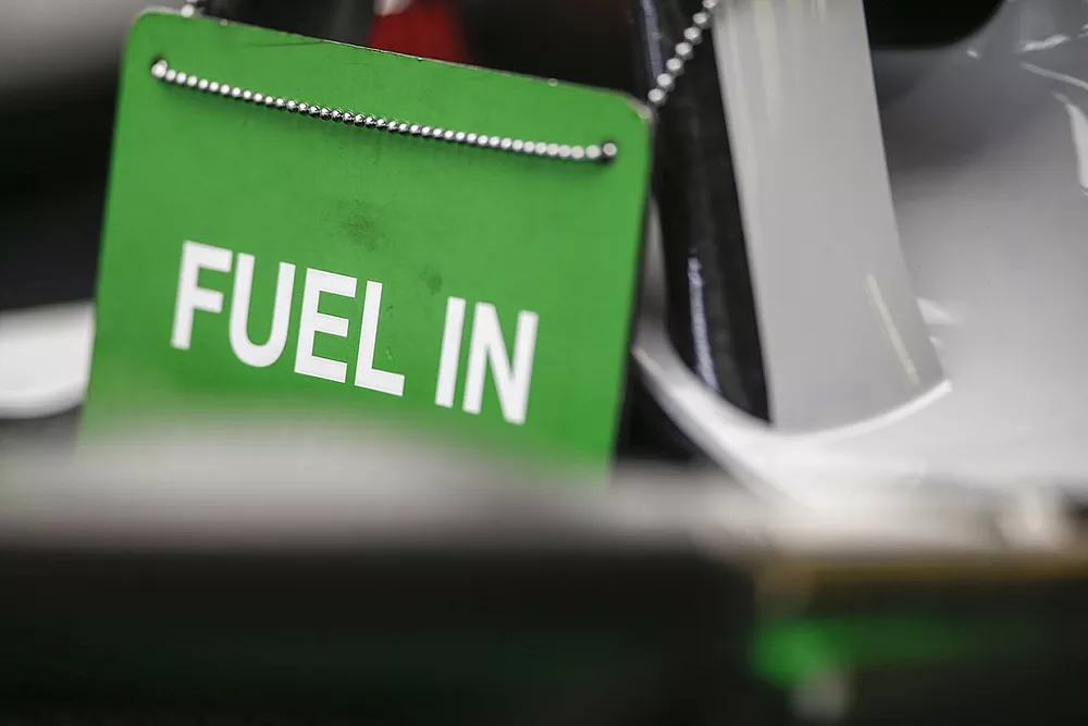 Haas F1 Team car with fuel in