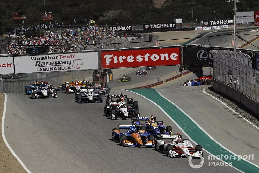 Colton Herta, Harding Steinbrenner Racing Honda, Scott Dixon, Chip Ganassi Racing Honda, Alexander Rossi, Andretti Autosport Honda, Josef Newgarden, Team Penske Chevrolet