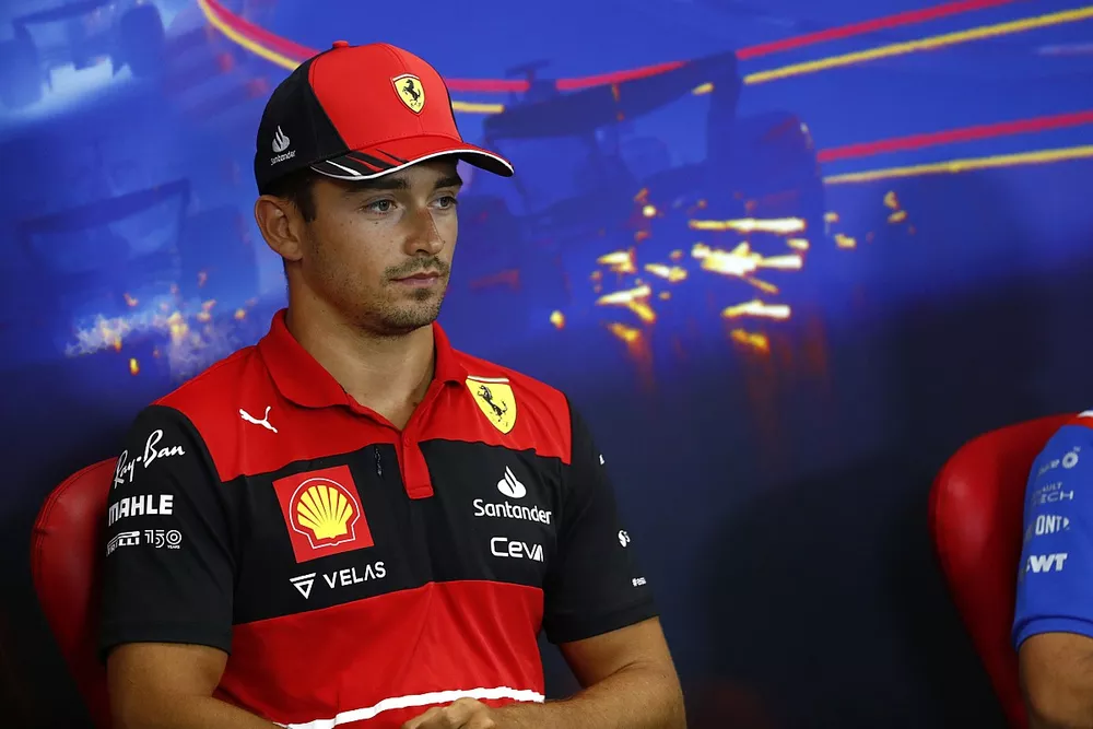 Charles Leclerc, Ferrari, en conf&eacute;rence de presse