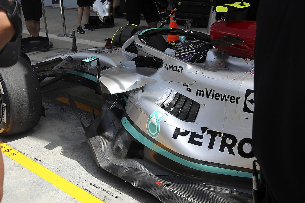 Detalle del lateral del Mercedes W13