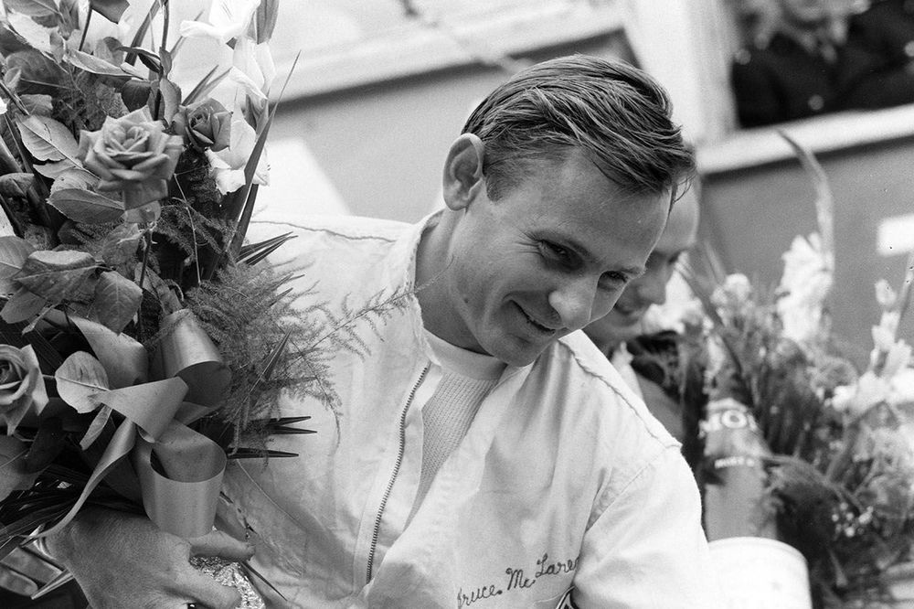 Podium: race winner Bruce McLaren