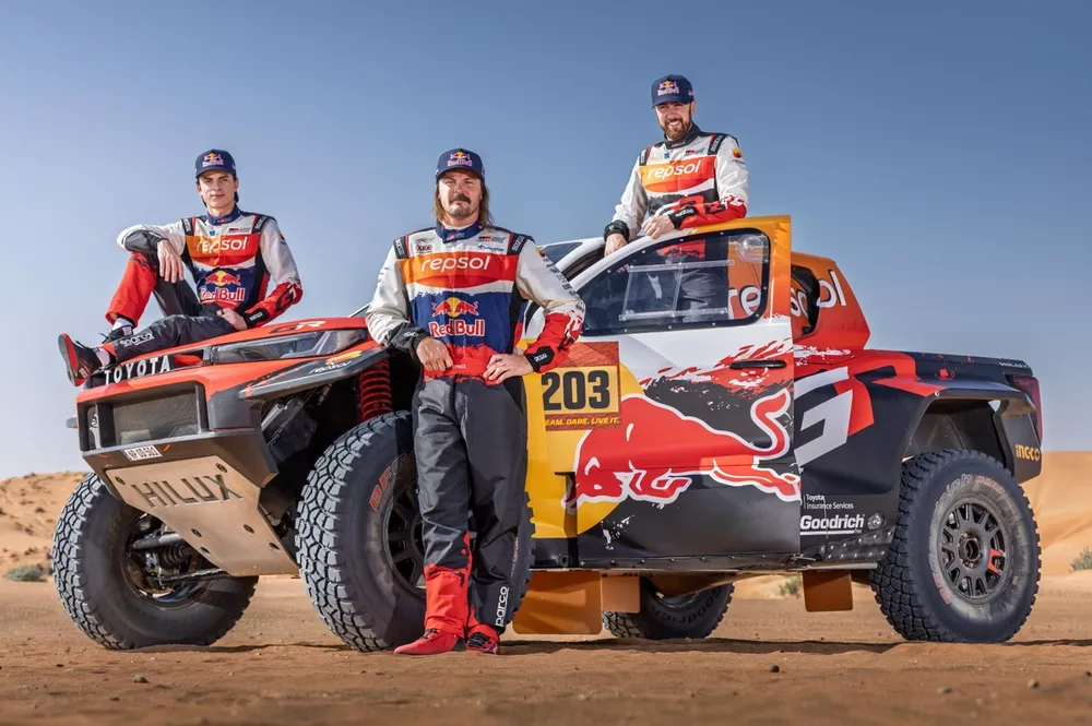 Seth Quintero, Toby Price, Henk Lategan, Toyota Gazoo Racing DKR GR Hilux