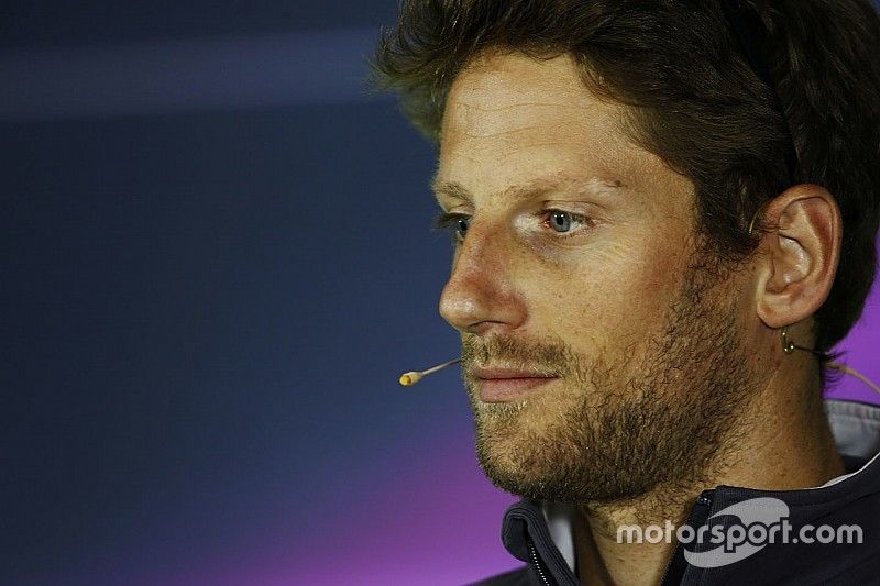 Romain Grosjean, Haas F1 Team, in de persconferentie