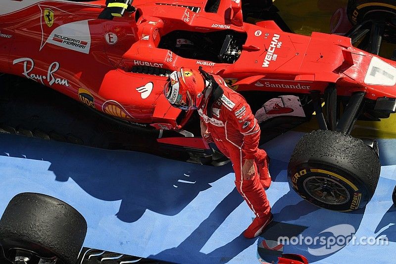 Kimi Raikkonen, Ferrari SF70-H in parc ferme