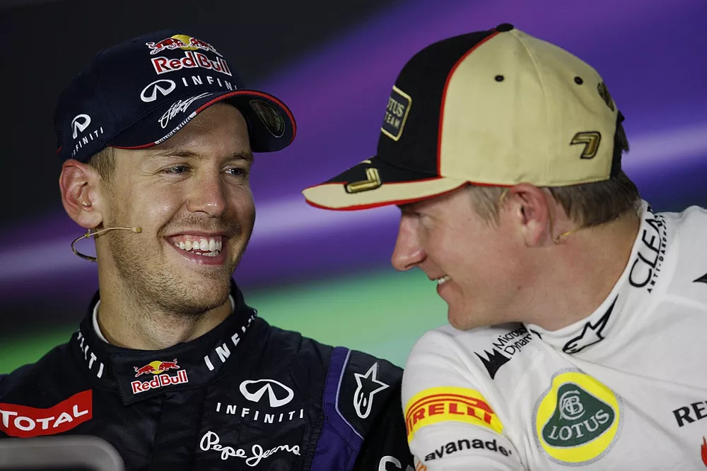 Sebastian Vettel, Red Bull Racing y Kimi Raikkonen, Lotus F1 Team en la conferencia