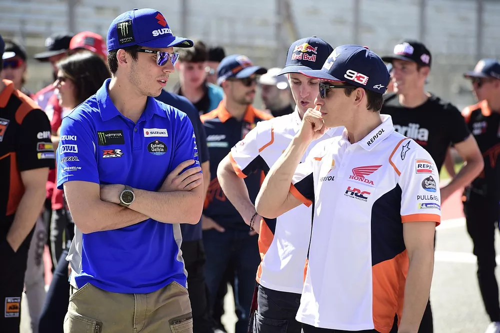 Marc M&aacute;rquez, equipo Repsol Honda, Joan Mir, equipo Suzuki de MotoGP