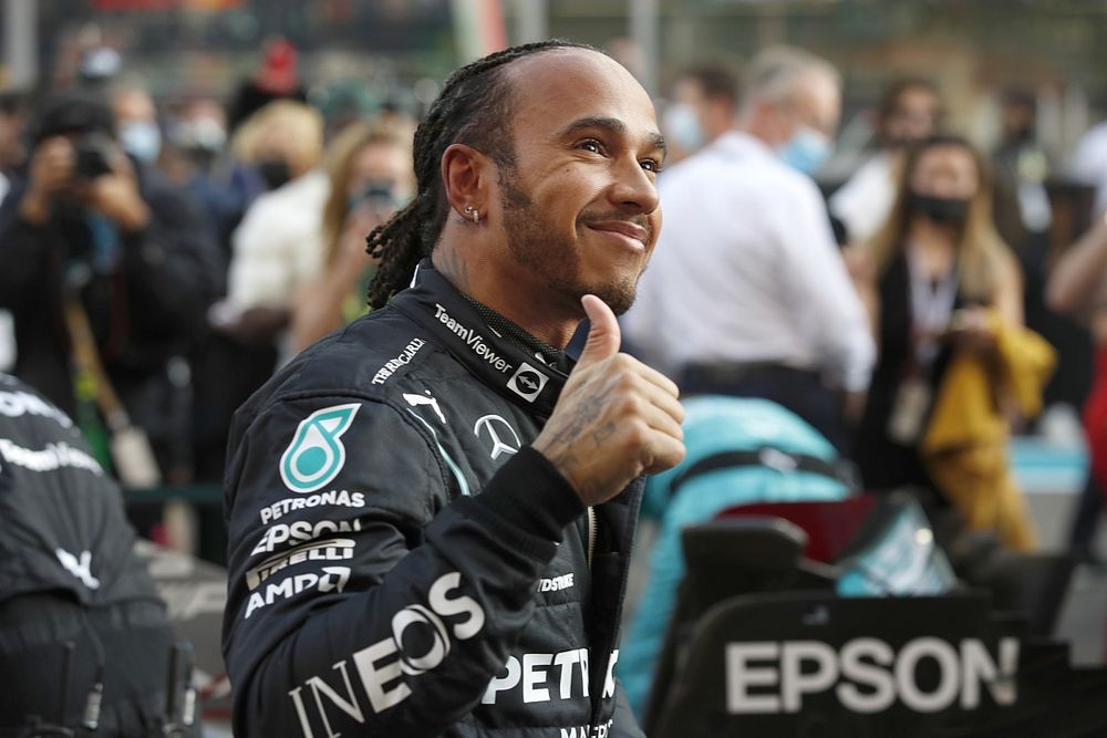 Lewis Hamilton, Mercedes, op de grid