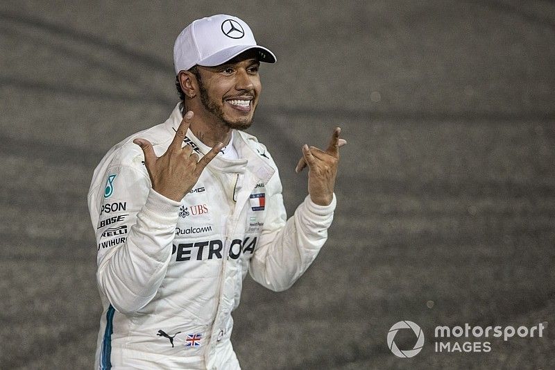 Race winner Lewis Hamilton, Mercedes AMG F1 celebrates in Parc Ferme 