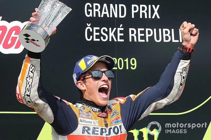 Podio: Marc M&aacute;rquez, ganador de la carrera, Repsol Honda Team