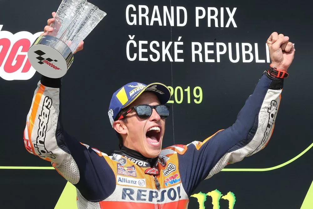 Podio: Marc M&aacute;rquez, ganador de la carrera, Repsol Honda Team