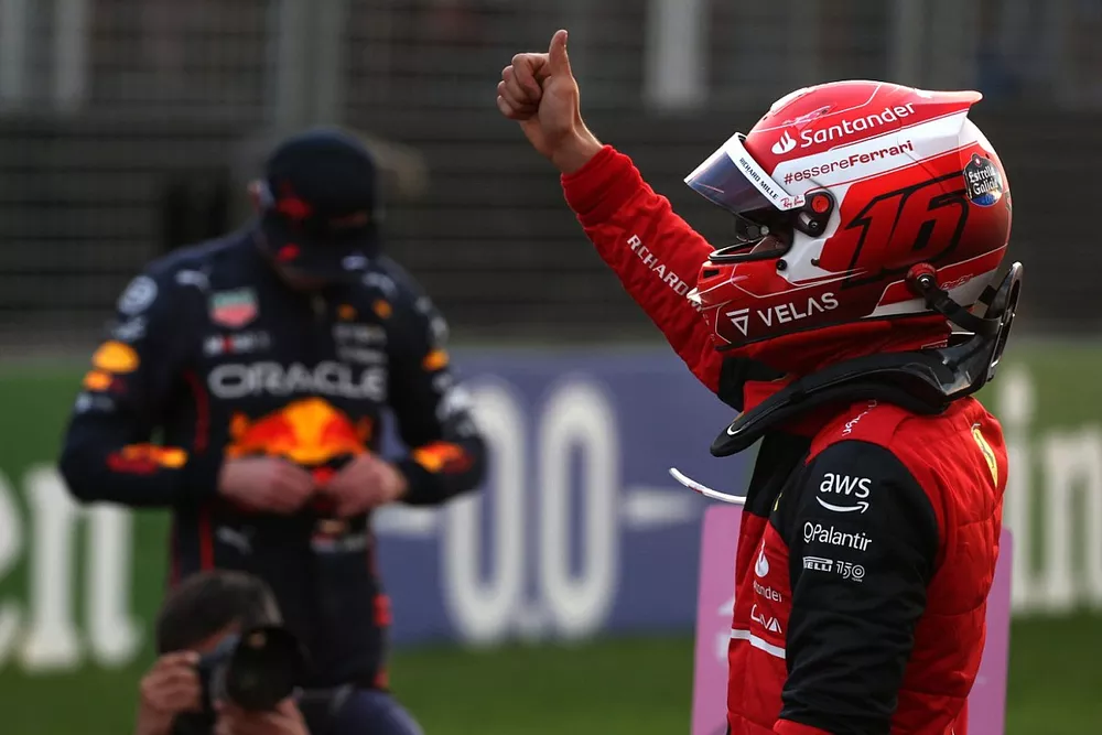 Le poleman Charles Leclerc, Ferrari