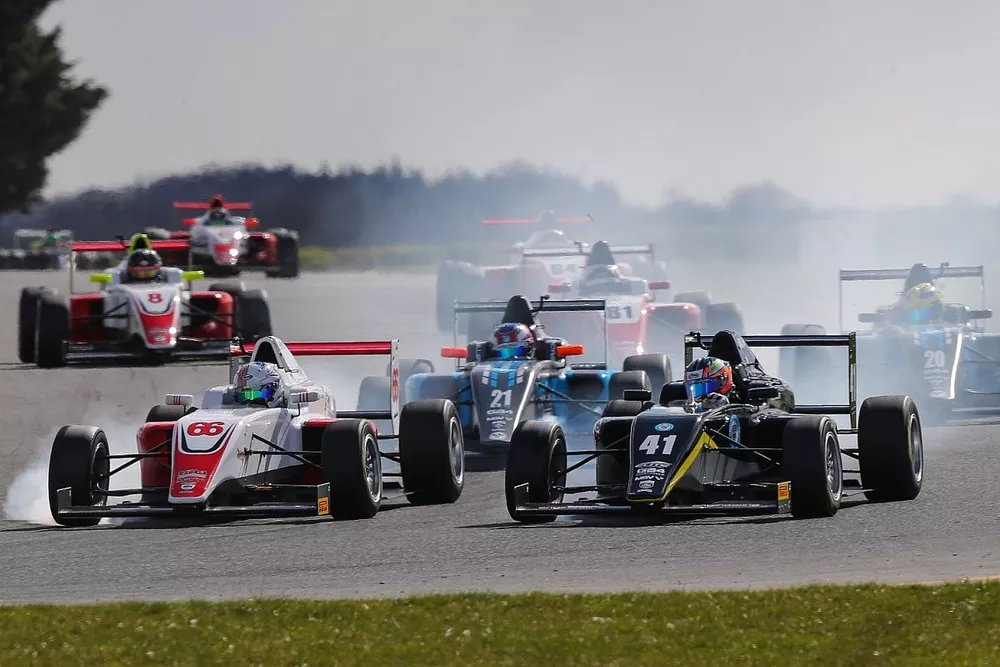 Taylor (66) won GB4 race 1 from Alex Walker (41)