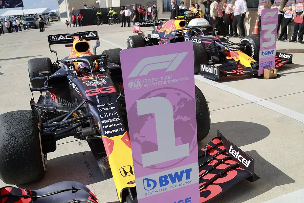 Max Verstappen, Red Bull Racing RB16B, 1st position, arrives in Parc Ferme