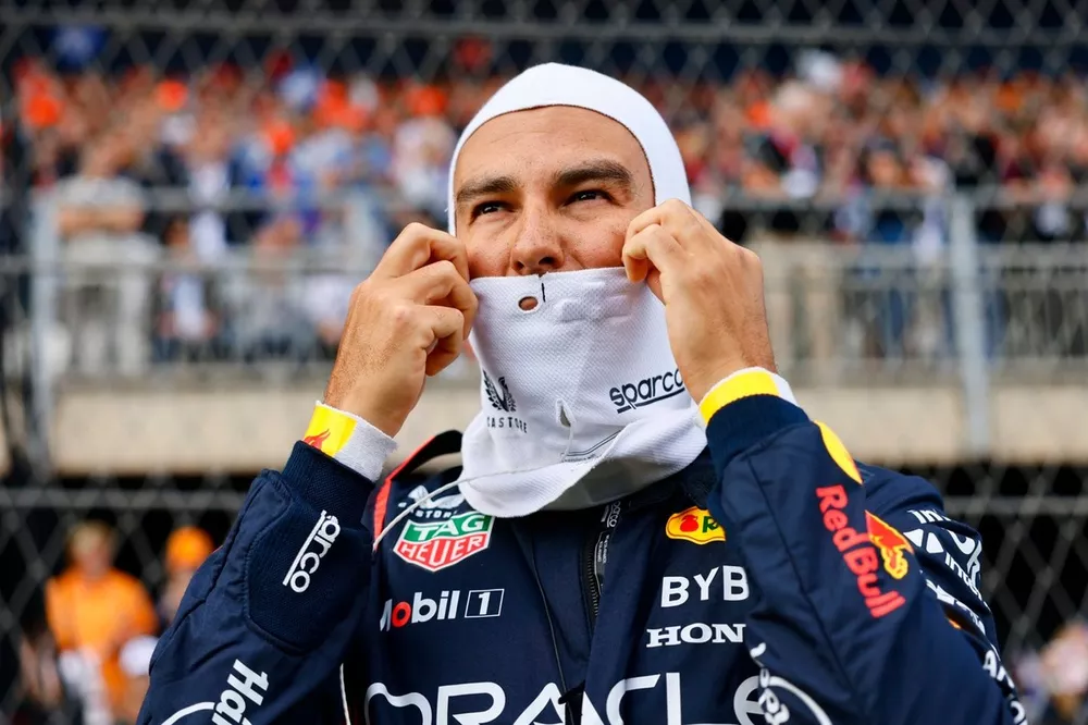 Sergio Perez, Red Bull Racing, on the grid 