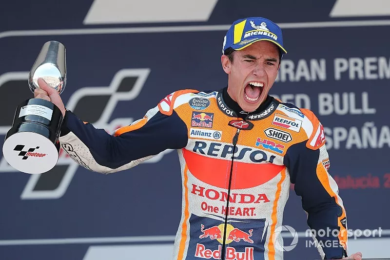 Podium : le vainqueur Marc M&aacute;rquez, Repsol Honda Team