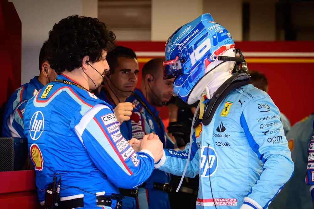 Charles Leclerc encouraged by the Ferrari mechanics