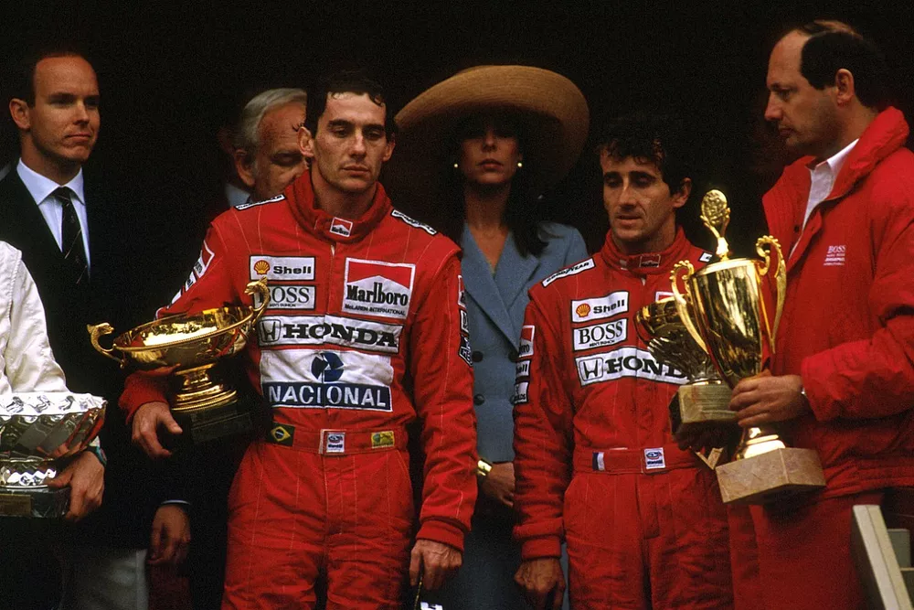 Ayrton Senna, McLaren, Alain Prost, McLaren, Stefano Modena, Brabham, Ron Dennis, McLaren