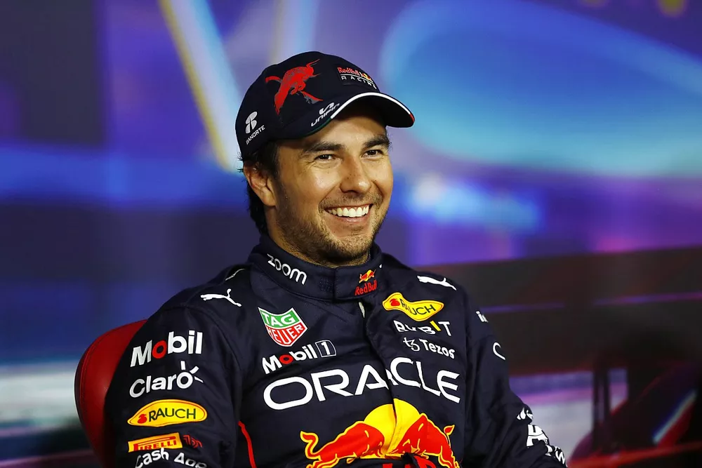 Sergio Perez, Red Bull Racing, in the post Qualifying Press Conference