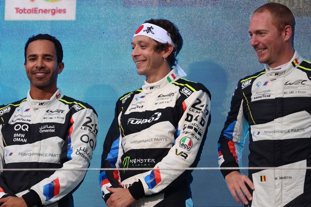 Podium GT: #46 Team WRT BMW M4 LMGT3: Ahmad Al Harthy, Valentino Rossi, Maxime Martin 