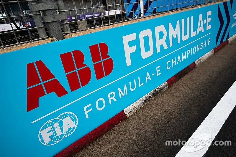  ABB FIA Formula E Championship logos in the pit lane