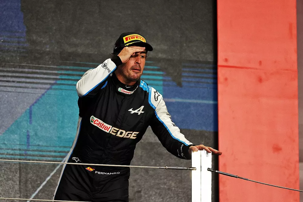 El tercer clasificado Fernando Alonso, Alpine 