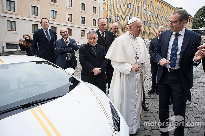 Pope Francis with Stefano Domenicali, Lamborghini CEO