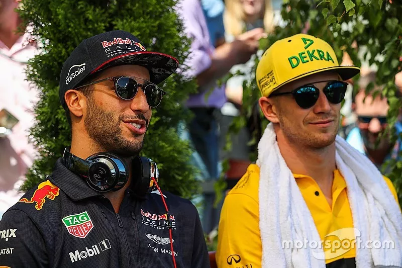Daniel Ricciardo, Red Bull Racing en Nico Hulkenberg, Renault Sport F1 Team