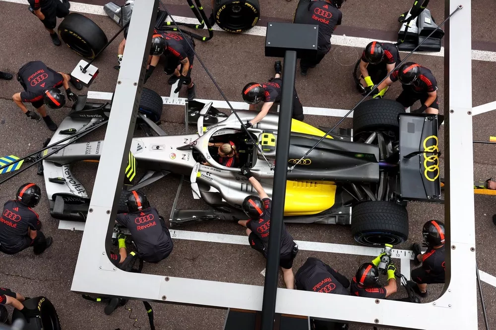 Audi F1 Team pit stop practice.