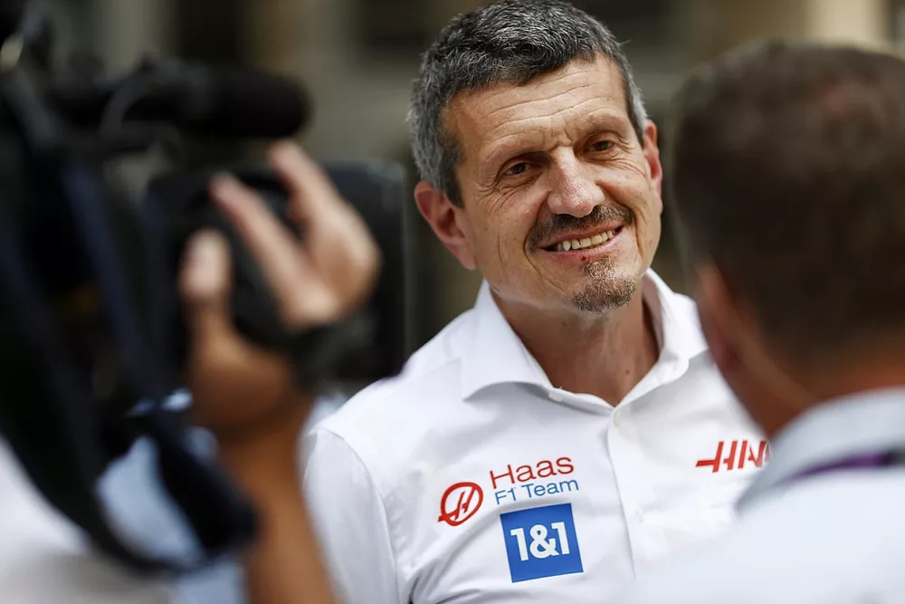 Guenther Steiner, Team Principal, Haas F1 talks to press