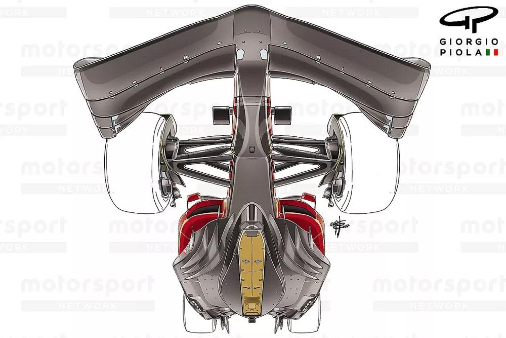 La Ferrari F1-75 vista da sotto