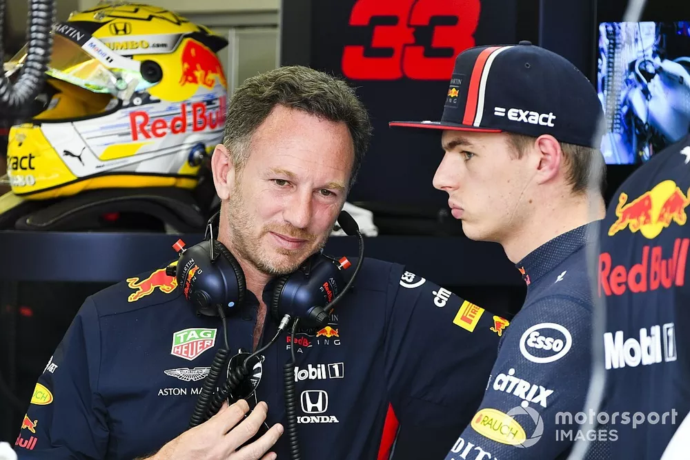 Christian Horner, Team Principal, Red Bull Racing, with Max Verstappen, Red Bull Racing
