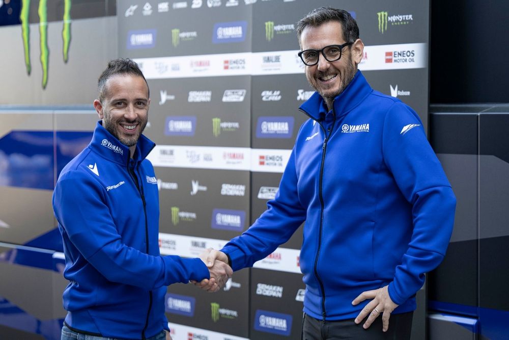 Andrea Dovizioso,  Yamaha Factory Racing  Test Rider and Rider Performance Advisor, Paolo Pavesio, 
Managing Director, Yamaha Motor Racing