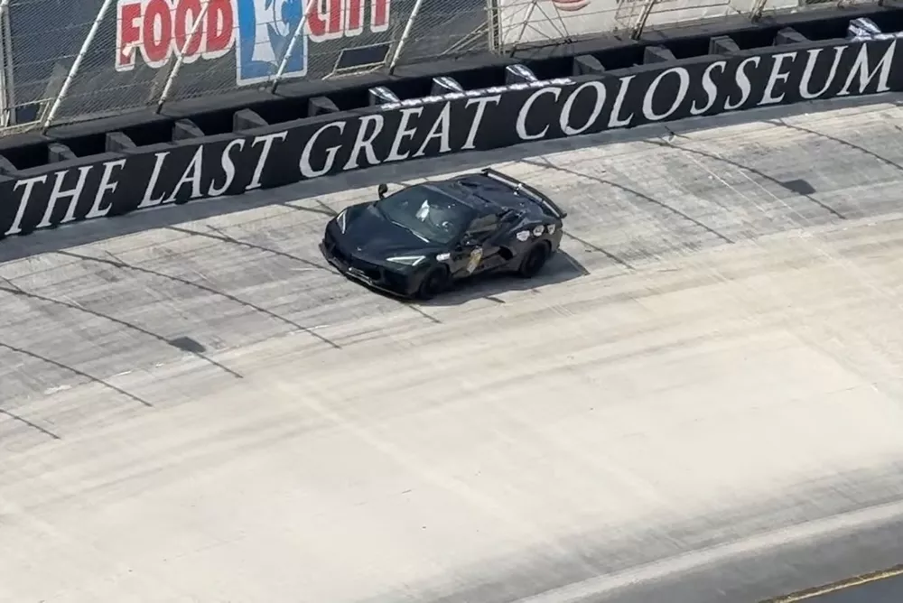 Screenshot of Ross Chastain in Chevrolet Corvette C8 pace car at Bristol Motor Speedway