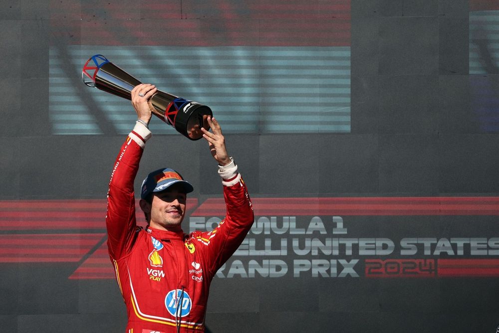Podium: Race winner Charles Leclerc, Ferrari