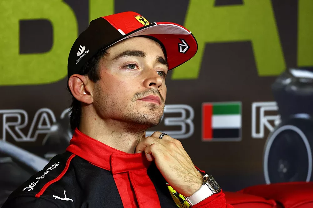 Charles Leclerc, Scuderia Ferrari, in the post Qualifying Press Conference