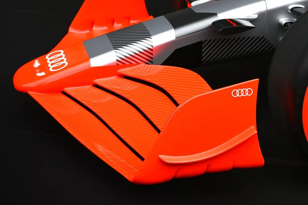 The front wing of the new Audi Sport F1 concept car