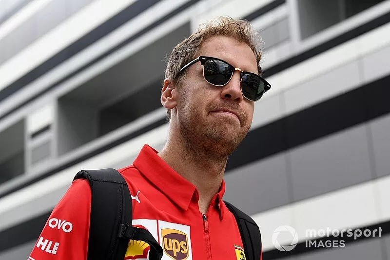 Sebastian Vettel, Ferrari arrives at the track