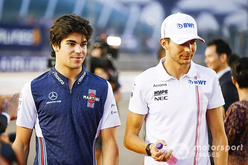 Esteban Ocon, Racing Point Force India, et Lance Stroll, Williams Racing