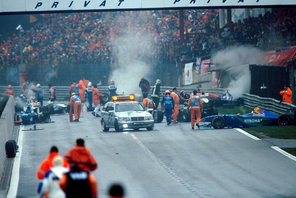 The aftermath of one of the worst ever F1 Crashes