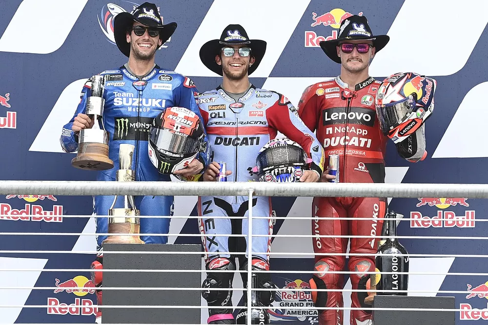 Enea Bastianini, Gresini Racing, Alex Rins, Team Suzuki MotoGP, Jack Miller, Ducati Team, podium