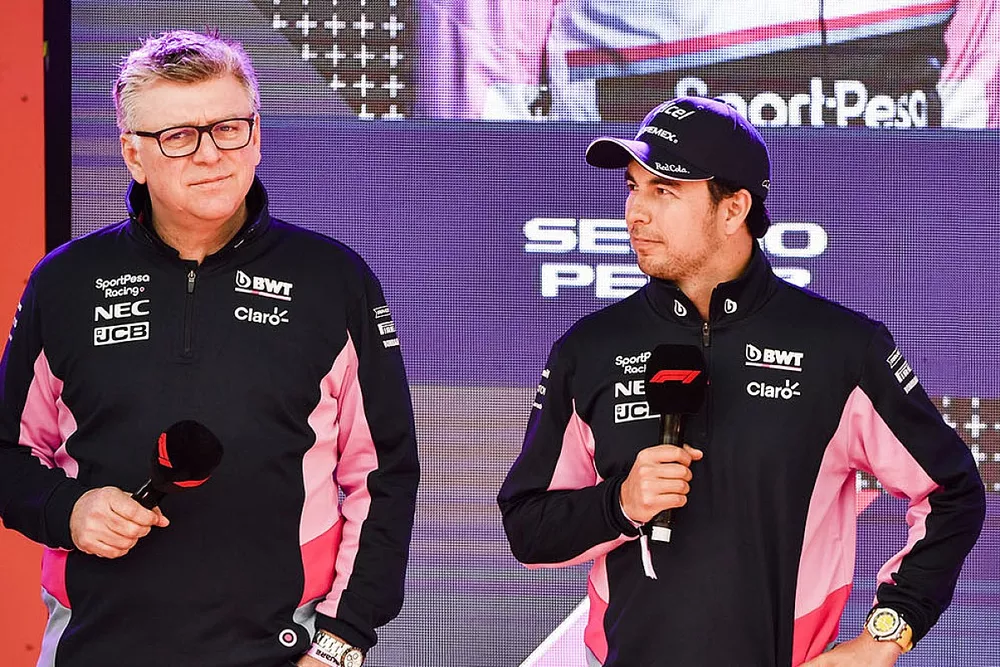 Otmar Szafnauer, Sergio Perez y Lance Stroll, Racing Point