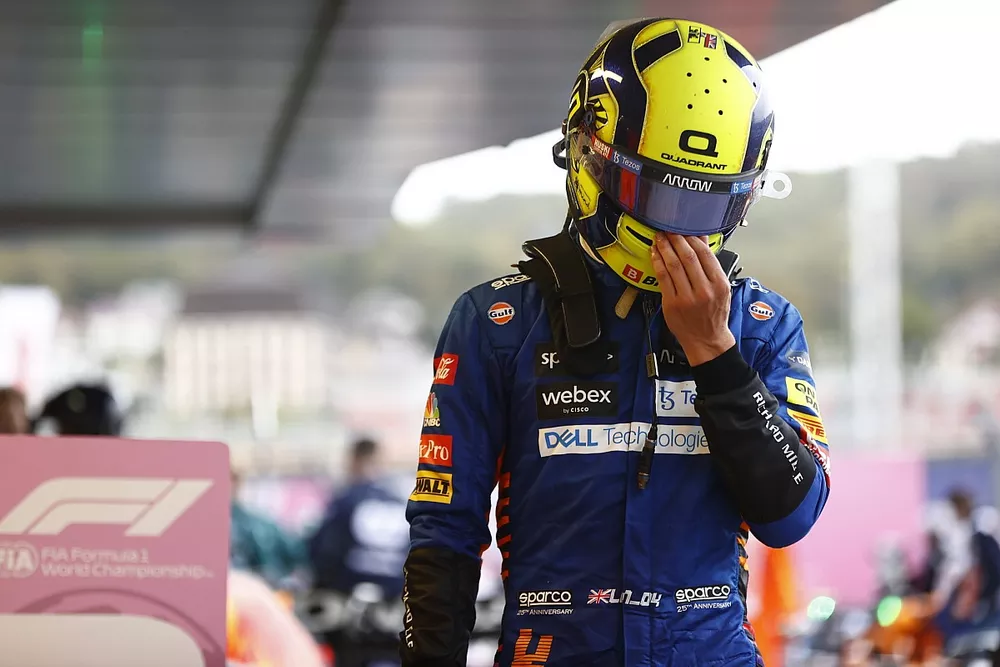 Lando Norris, McLaren, d&eacute;&ccedil;u apr&egrave;s la course