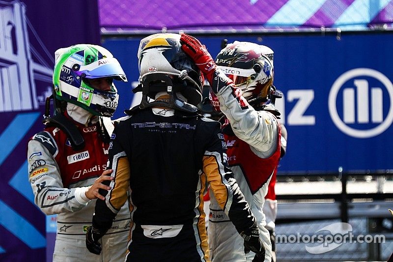 Jean-Eric Vergne, Techeetah, con Lucas di Grassi, Audi Sport ABT Schaeffler, Daniel Abt, Audi Sport ABT Schaeffler