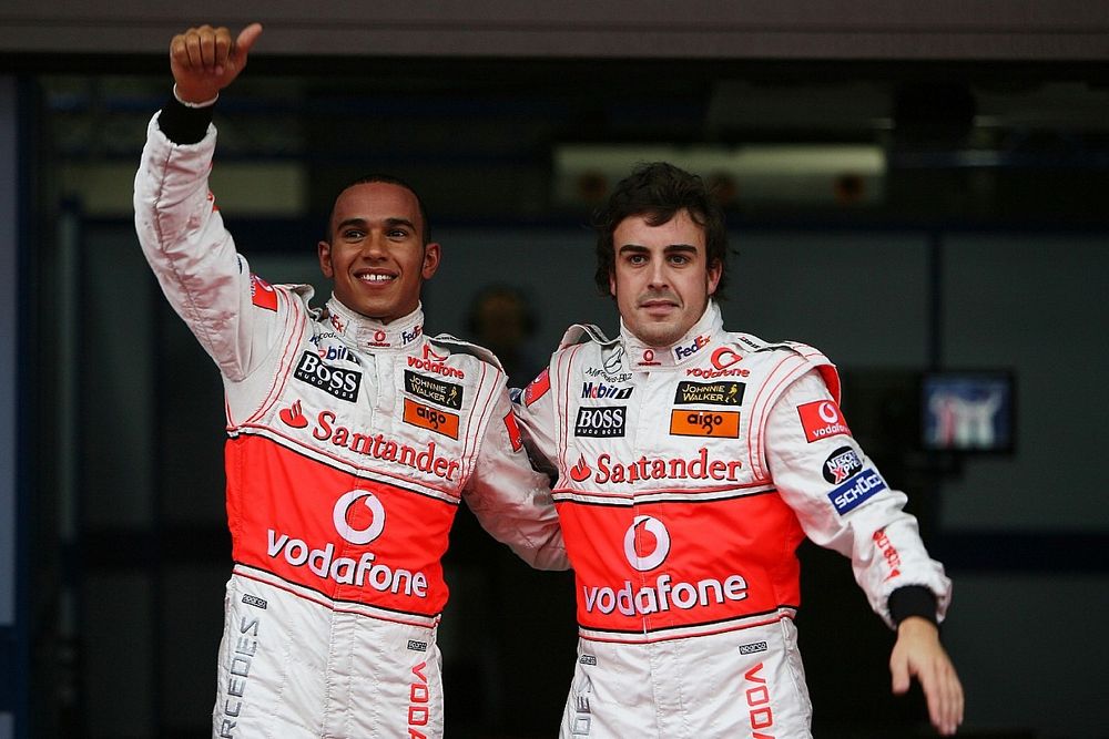 Pole winner Lewis Hamilton, McLaren Mercedes, second place Fernando Alonso, McLaren Mercedes