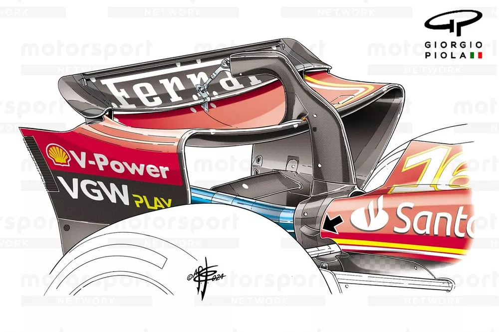 L'aileron arrière de la Ferrari SF-24 au GP d'Australie