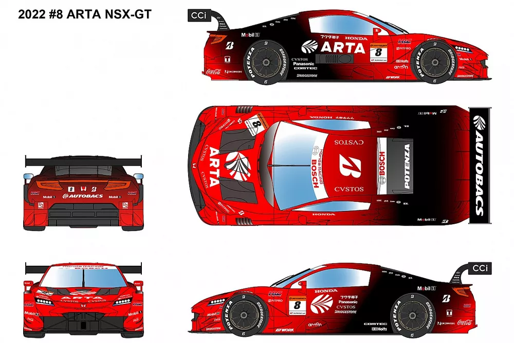 ARTAが2022年スーパーGTのマシンカラーリングを公開。グラデーションが