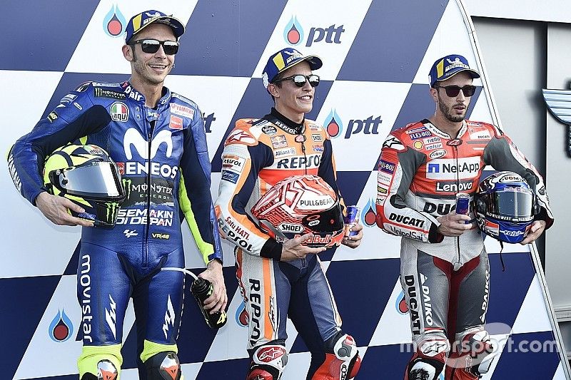 Marc Marquez,  Repsol Honda Team,  Valentino Rossi, Yamaha Factory Racing, Andrea Dovizioso, Ducati Team