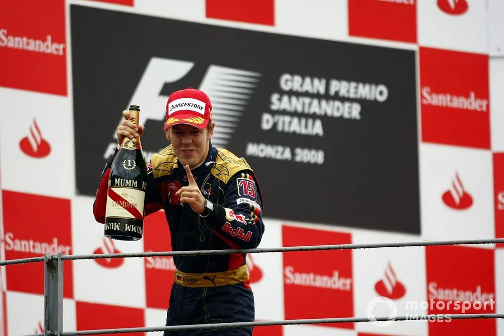 Podium: Winnaar Sebastian Vettel, Toro Rosso