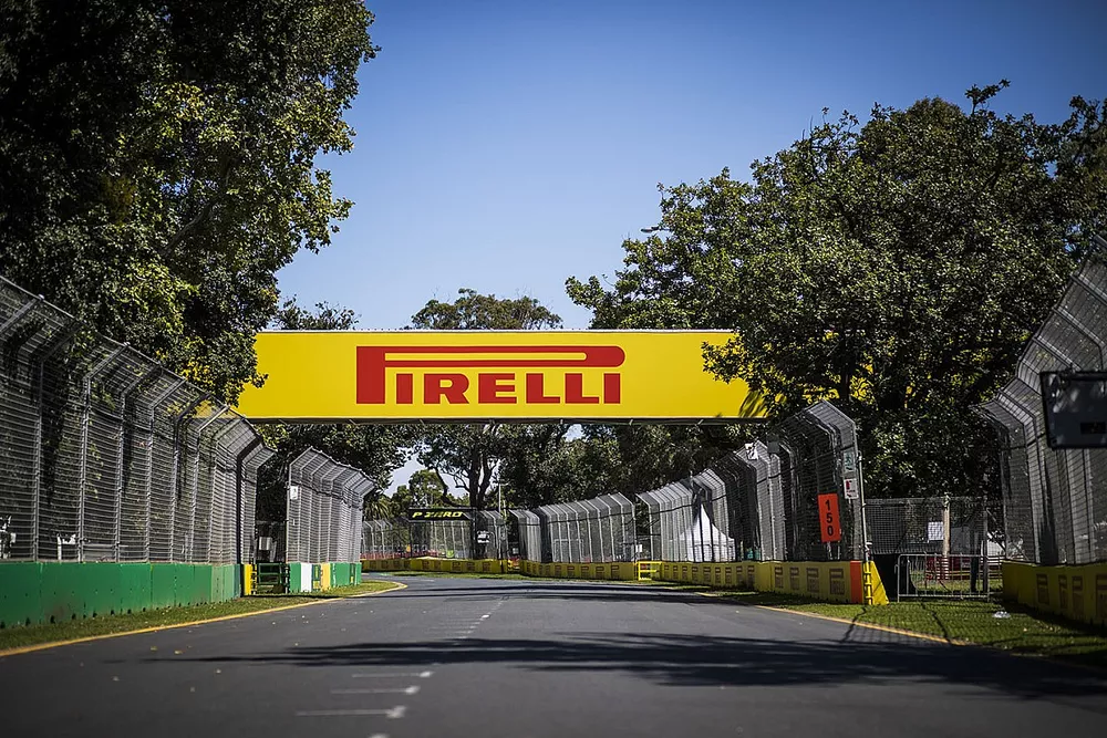 Pirelli branding around the track