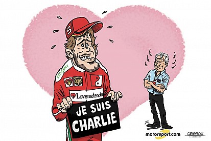 Cartoon van Cirebox - De excuses van Sebastian Vettel